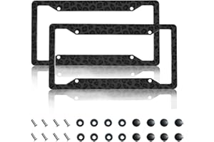GACCAP License Plate Frame 2 Pack Front Rear Aluminum Metal Rust-Proof Universal Car Tag Frames Holder with 4 Holes Car Decor Accessory with Screws for Men Women - Black Leopard