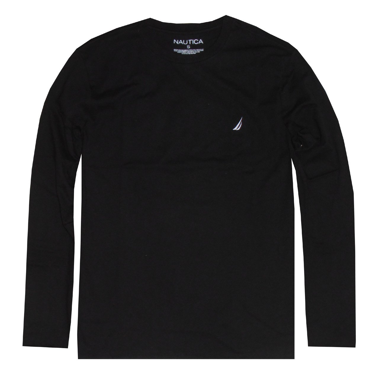 NAUTICA Men's Long Sleeve Solid Crewneck Logo TShirt Nautical Fashions