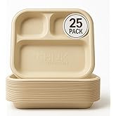 100% Compostable, 3 Compartment, Disposable Paper Plates [25-Pack] - [PFAS Free] - [BPA Certified] - [8.5 Inch] Heavy Duty Biodegradable Bagasse Sectional Lunch Trays + Dividers - Premium Quality