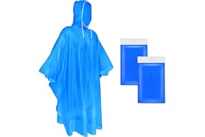 TORASO Rain Poncho with Hood for Adults and Kits, Disposable Rain Poncho Adult Emergency Raincoats(YP-BU-2pack)