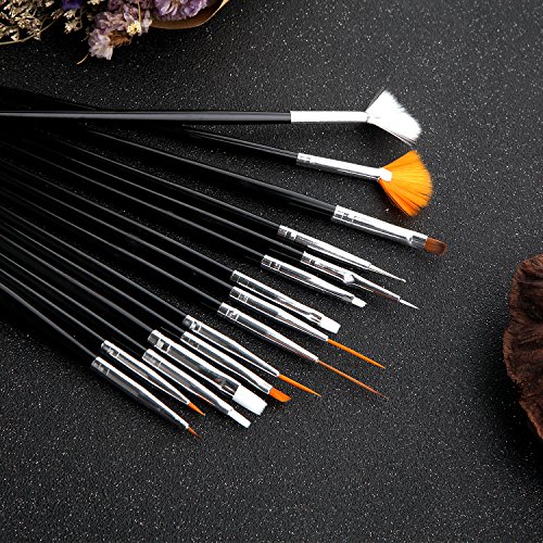 Wonderful Life Nail Art Design UV Gel Design Painting Dotting Drawing Pen Brush Set Painting Pen Manicure Nail Tools Nail Art Painting Pen Brush Nail DecorationTool Kit Set 15pcs Black