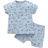 Zanie Kids Baby Toddler Pajamas for Girl and Boy Sleepwear Summer Pja Homewear Cotton