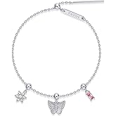 PAVOI 14K Gold Plated Bracelet for Women | Adjustable 7-Inch Sliding Ball Charm Bracelet Set with Removable Horseshoe, Valentines Day Heart, and Cubic Zirconia Charms | Trendy Gold Chain Jewelry