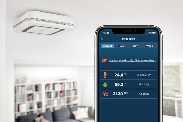 Bosch Smart Home   Detector de humo con medicin de calidad del aire componente del sistema conectado a travs de la aplicacin Smart Home versin francesa
