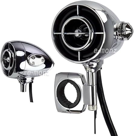 Amazon バイク用 アンプ 内蔵 Bluetooth スピーカー 最大出力80w 80w 485mtメタリックシルバー ハンドル フロントフォーク両対応 バイク電装パーツ 車 バイク