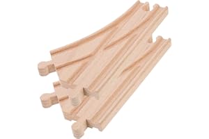 Alasum 2pcs Wooden Train Junction Tracks Multi-Way Switch Pieces Compatible with Thomas Train Sets Wooden