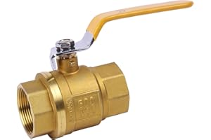 YADIAN 1-1/2" Full Port Brass Ball Valve with Heavy Duty Yellow Vinyl Insulation Handle, Water Shut Off Ball Valve 1-1/2inch, NPT Female x Female Thread, 600 WOG (1-1/2'' NPT, Pack of 1）