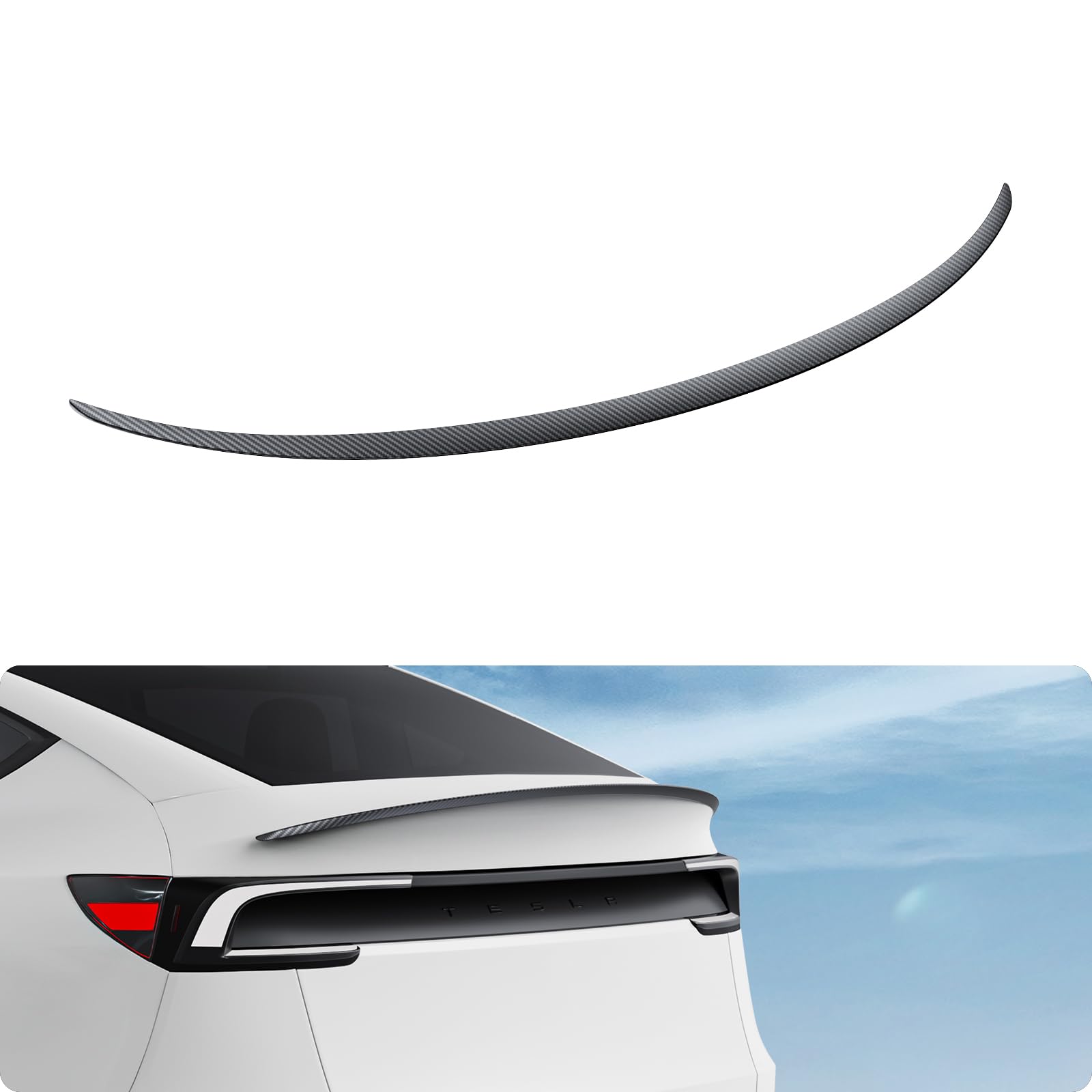 Photo 1 of BASENOR 2025 2026 Tesla Model Y Rear Spoiler Wing ABS OEM Rear Trunk Lip Sporty Appearance Model Y Juniper Exterior Accessories Matte Carbon Fiber