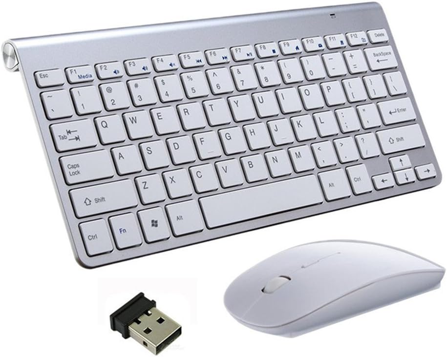 EONHUAYUKeyboard and Mouse Set, Portable Wireless Keyboards and Mouse Combo 2.4G Full-size Quiet DPI Adjustable Mouse for Windows, Mac OS, Laptop Smart TV-UK Layout (Silver)