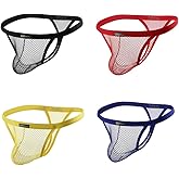 Evankin Men's Comforty Underwear Mesh Sexy G-Strings Transparent Thongs Bikini Pouch Underpants Male Multicolor T-back