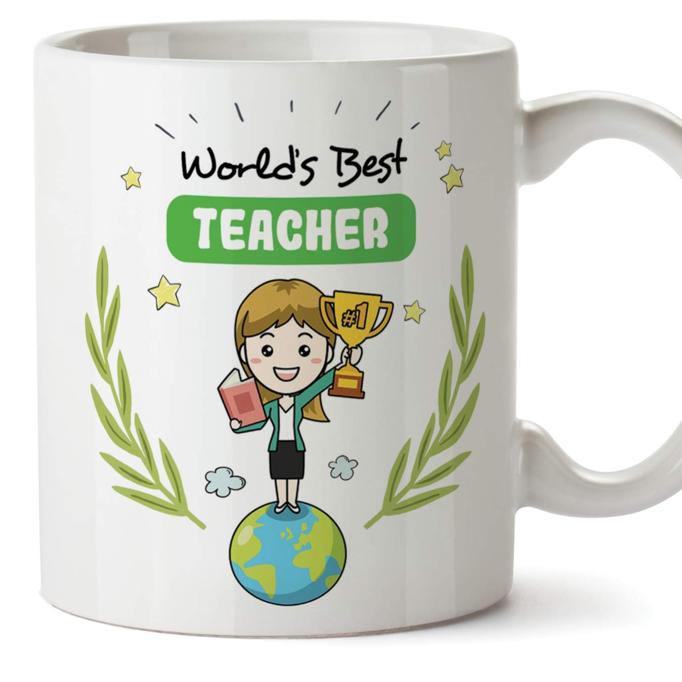 MUGFFINS Teacher. Original Mug Cup World's Best Teacher - 11 oz Ceramic