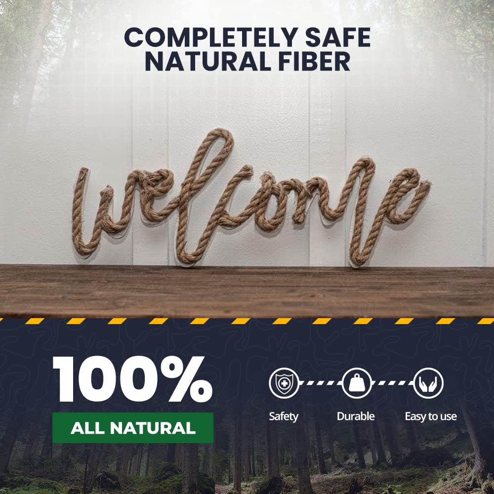 Jute Rope,3/4 Inch X 100 FT Natural Twisted Manila Heavy Duty Hemp Ropes Crafts Swing Tree Gardening Bundling Hammock Nautical Tug War Railings Home