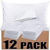 Bulk Pillow Cases Standard Size Set of 12 Pack Basic Pillowcases White Pillow Case Hypoallergenic Pillowcase Soft Envelope Closure Covers 20 x 26 Inches