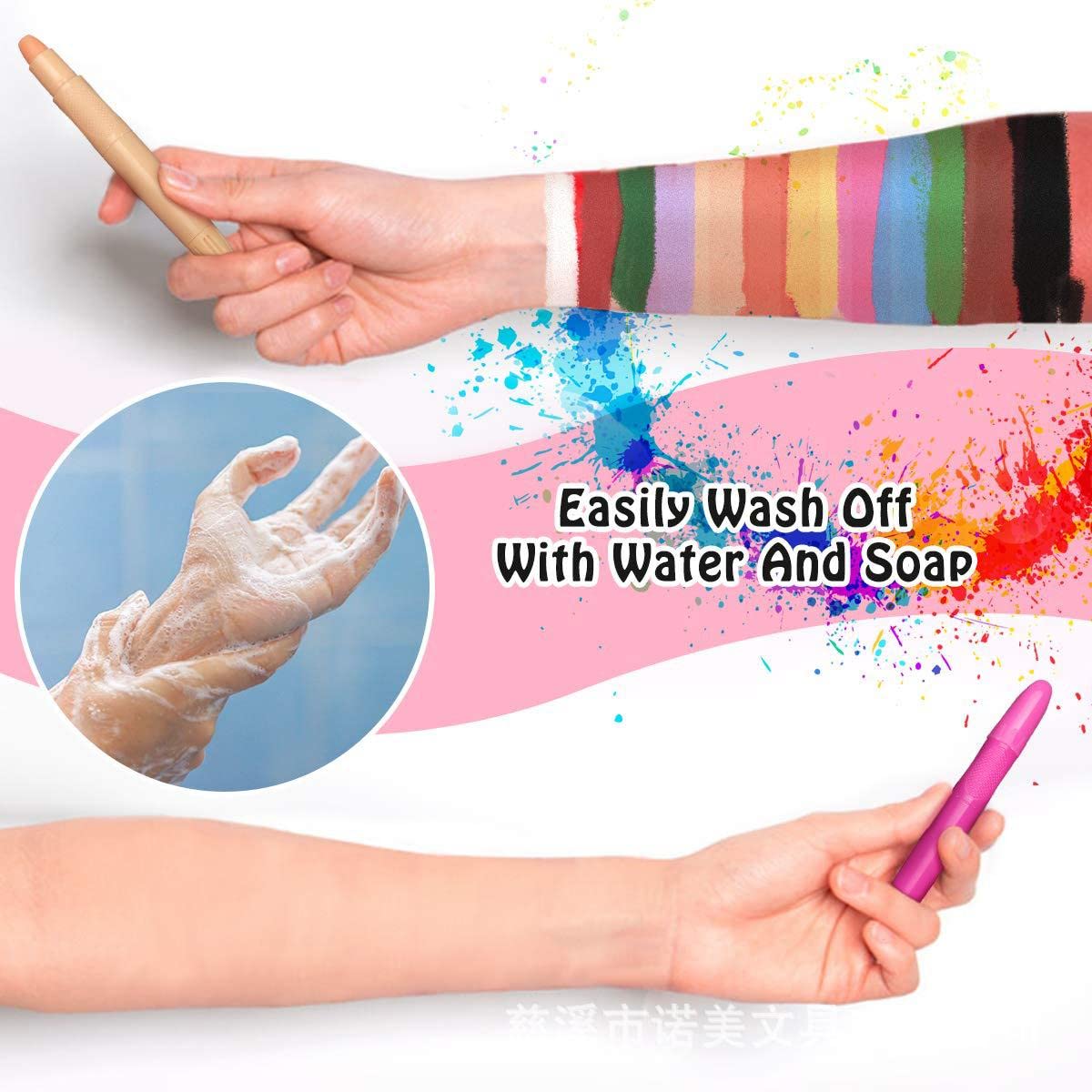 Easy Face Paint Crayons - Non-Toxic Face Painting Kit - 12 Colors Including Silver and Gold - Washable Face Paint for Kids - Twistable Face and Body Paint Markers - Water Based Face Paint Pens