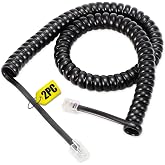 Uvital 2 Pack Phone Cord for Landline, 1.4 FT Telephone Handset Cord, Black | Coiled Telephone Cord Stretched to 2-4.5 FT, Max Stretched Length: 8FT, Phone Chord Compatible with Most RJ9 Landline Phones