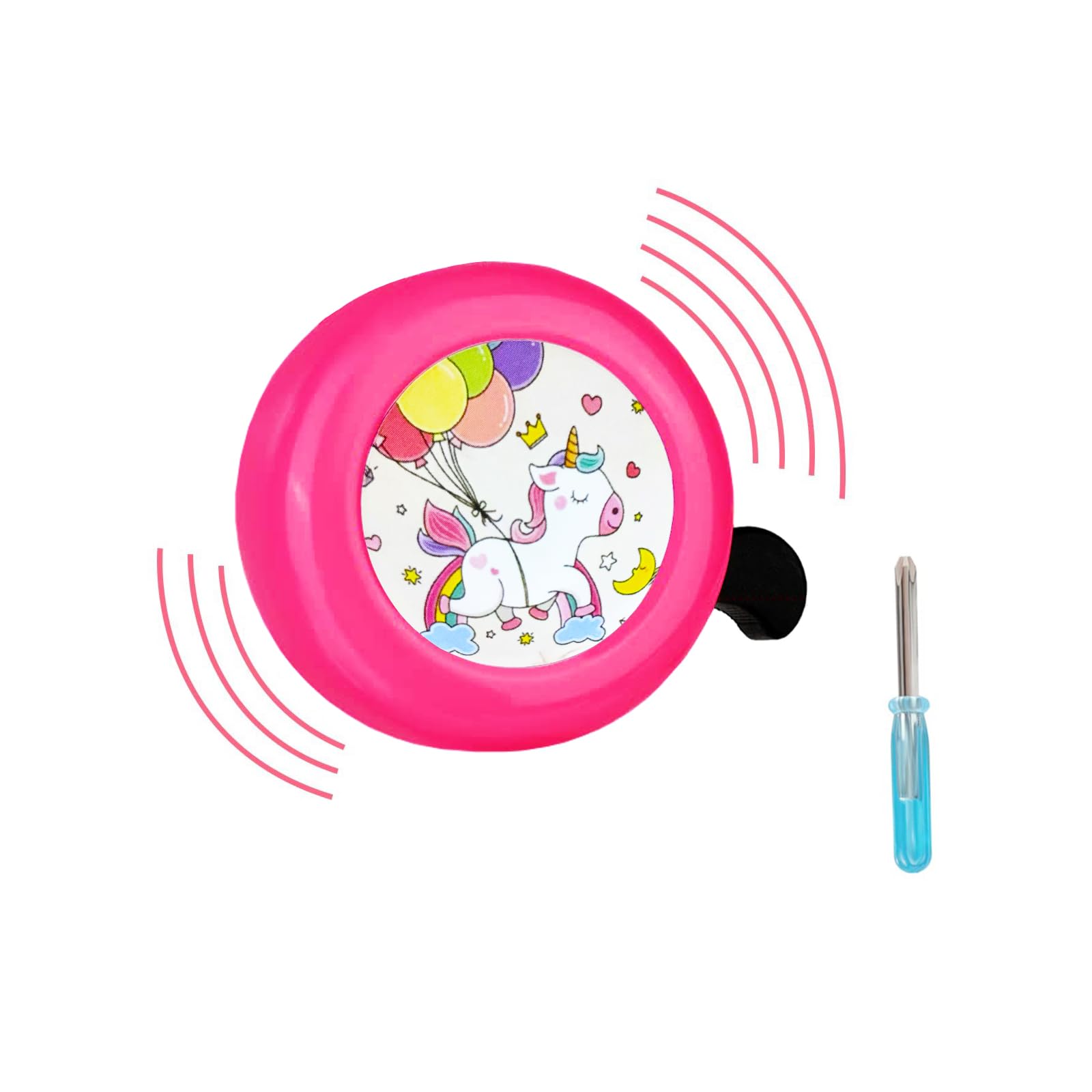 Children's Bicycle Bell with Loud Crisp Sound, Unicorn Bicycle Bell with Portable Mini Cross Screwdriver, Universal Bike Bell for Girl Boy, Bike Horn Bike Accessories for Most Bicycles Scooter Bikes