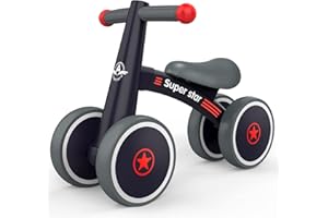 antiai Baby Balance Bike Toys for 1 Year Old boy,Toddler Bike Ride on Toys for 12-36 Month,1st Birthday Gift for Boy Girls,4 Wheels,Adjustable Seat,Black (Dark Black)