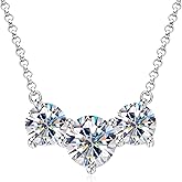 AINUOSHI 3 Stone Moissanite Necklace for Women - 4 Carat Lab Created Simulated Diamond Pendant in 925 Sterling Silver & 14K White Gold Plating, Dainty Elegant Necklace Gift for Wife, Fiancée