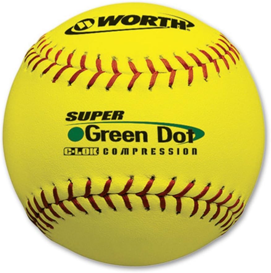 Worth ASA 11 in. Yellow Synthetic Green Dot Softballs 1