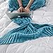 Fandian Crochet Mermaid Tail Blankets Photo Prop for Adults Women Teens Blue (Blue)