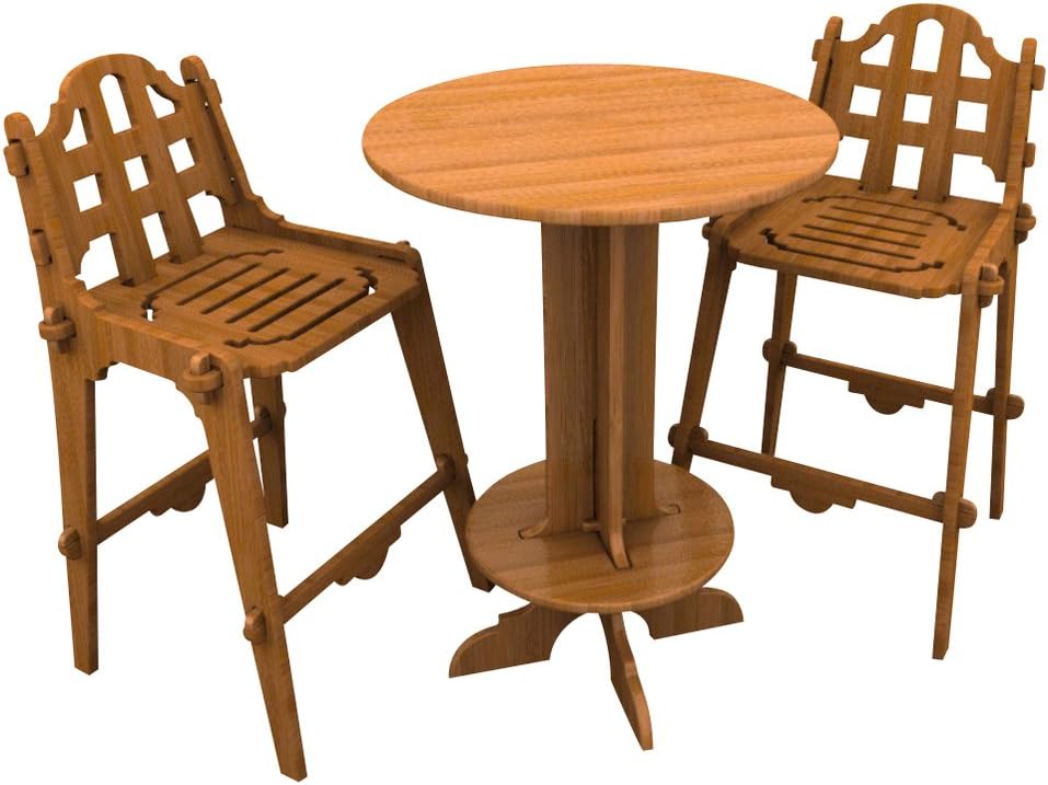 Amazon Com Bamboo Bar Set 1 High Top Table And 2 Chairs