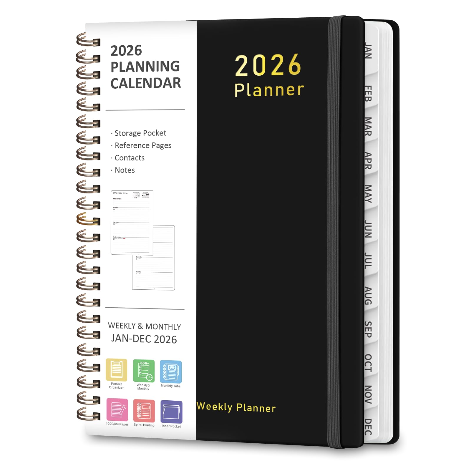 Photo 1 of 2026 Planner, Weekly and Monthly Calendar Academic Planner, Jan 2026 - Dec 2026, Planning Agenda Book for Desk Accessories and School Supplies - A5 (6.3'' x 8.5'')