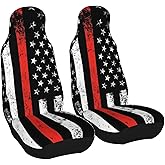 Dujiea USA Patriotic Firefighter Flag Car Front Seat Covers 2 Pcs Universal Auto Seat Covers Front Seats Only, Vehicle Bucket Seat Protectors Fit for Most Car SUV Sedan and Truck