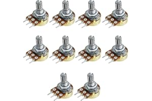 YETAIDA 10Pcs WH148 Potentiometer 1K Ohm Variable Resistors 3-Pin 15mm Shaft Single-Joint Linear Potentiometers for Audio Volume Control, Light Dimming, Motor Speed Regulation & DIY Electronics Projects