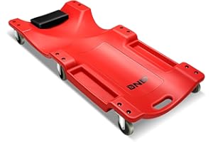 DNA MOTORING 40 Inch Mechanic Creeper, Blow Molded Low Profile Rolling Garage Creeper, w/Padded Headrest, Dual Tool Trays, 350lbs Capacity, Red, TOOLS-00005