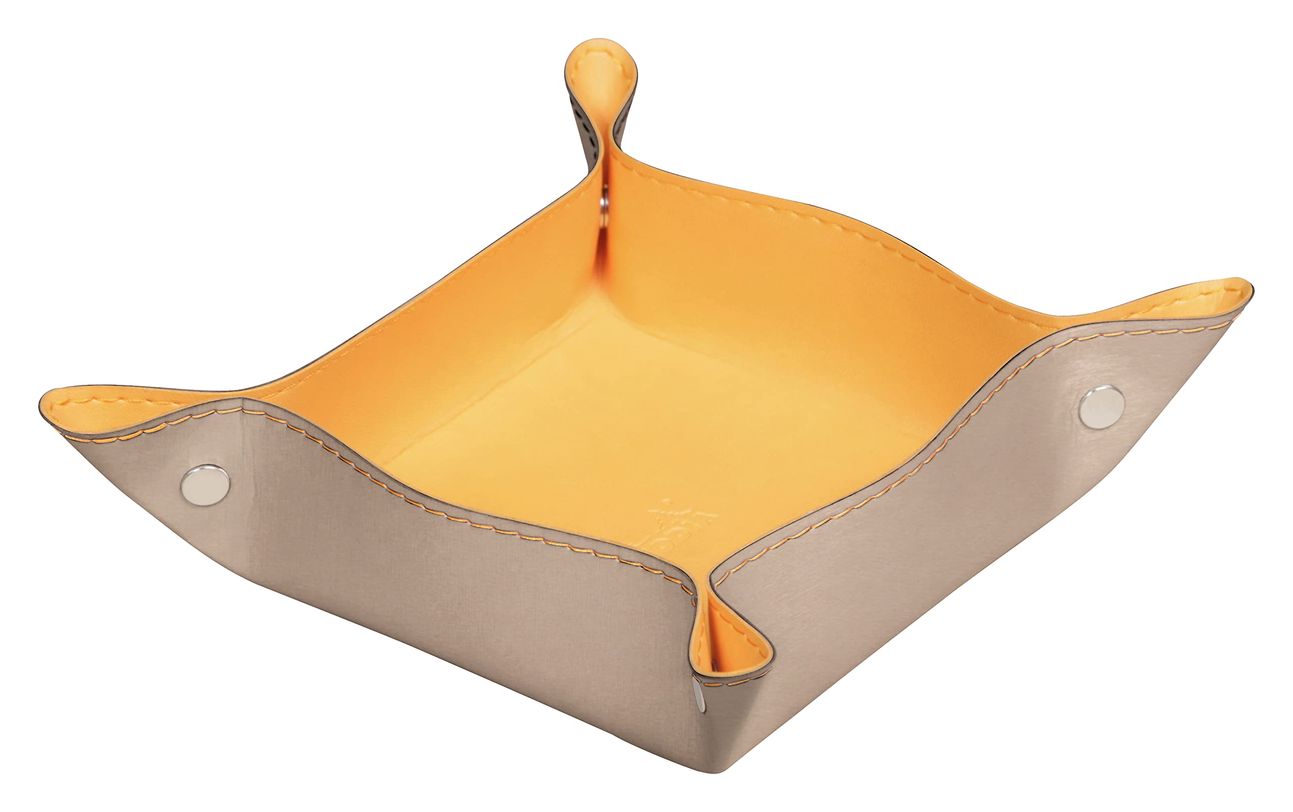 RHODIA 194590C - Touch of Rose Reversible Tidy Box 12x12x4.5 cm|Orange Saddle Stitching, Magnetic Corners, Faux Leather - Home Office Collection Rhodiarama - Office Organization & Designer Storage — image 1