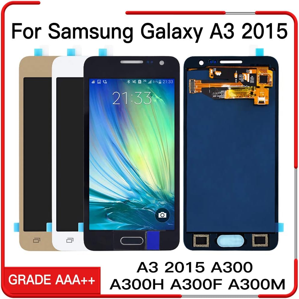 for Samsung Galaxy A3 Screen Replacement 2015 A300 A300H A300F A300M Phone LCD Display Touch Screen Digitizer (White)