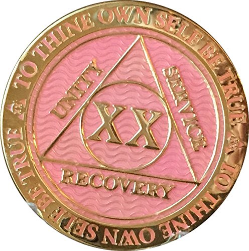 Recoverychip 20 Year AA Medallion Reflex Pink Gold Plated Chip