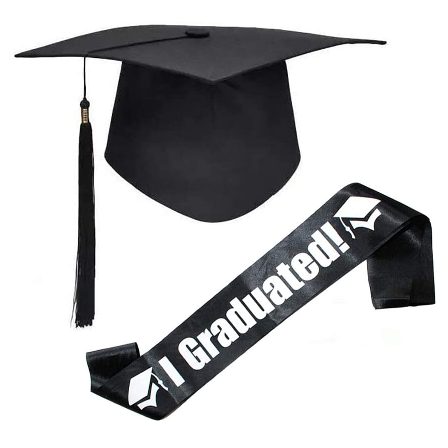 XINDY Unisex Graduation Cap Adult University Graduation Hat with Tassel Mortar Board Hat Academic High School Bachelor Cap and Graduate Satin Sash for Graduation Ceremony Party Favors Decoration