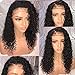 LIAZAHAIR Short Deep Curly Human Hair Lace Front Wigs with Baby Hair Pre Plucked Natural Hairline Brazilian Hair Bob Wig for Ladies (12 Inch, Lace Front Wig)