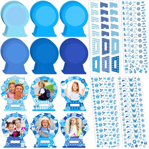 Cholemy 36 Set Snow Picture Frame Craft for Kids Christmas Winter DIY Photo Frames Snow Globe DIY Snowman Snowflake Crafts for Winter Christmas Classroom Toddler Holiday Party Activities by Cholemy - Used condition - US$8.37