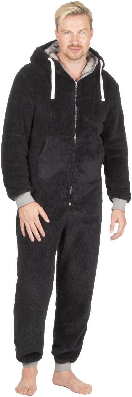 Toro Rocco Men's Snuggle Fleece Onezee, All in One Pyjamas Loungewear, Gift for Him, Black, Navy, Grey