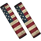 Forchrinse Vintage American Flag Pattern 2 Packs Soft Comfort Car Seat Belt Pads Cover for Kids Adults,Protect You Neck and Shoulder from The Seat Belt Rubbing