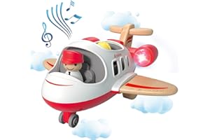 WANBORNS Airplane Toys for Toddlers 1-3, Toys Planes Toys with Sound and Light, Mini Airliner Toys for Introducing Aeronautical Knowledge, Car Toys for 18 Months, 2 3 4 5 Years Old Kids Boys Gift