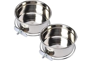 2PCS Bird Bowl Parrot Feeder Bird Feeder for Cage, Parrot Feeding Cups Birds Food Dish, Stainless Steel Parrot Feeders Water 