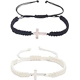 SCRDPRAD 2Pcs Handmade Cross Woven Bracelet for Women Colorful Adjustable Braided Cross Bracelet for Couple Friends Christian Easter Christmas Gifts Jewelry