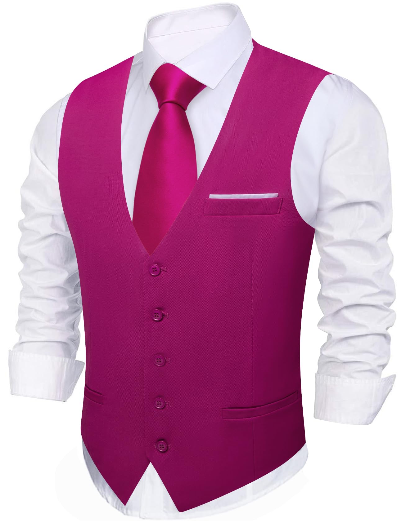 Barry.Wang Mens Hot Pink Suit Vest Formal/Leisure