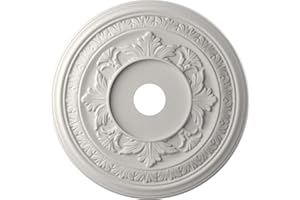 Ekena Millwork CMP22BAGBW Baltimore Thermoformed PVC Ceiling Medallion (Fits Canopies up to 7 3/4"), 22"OD x 3 1/2"ID x 1"P, UltraCover Satin Blossom White