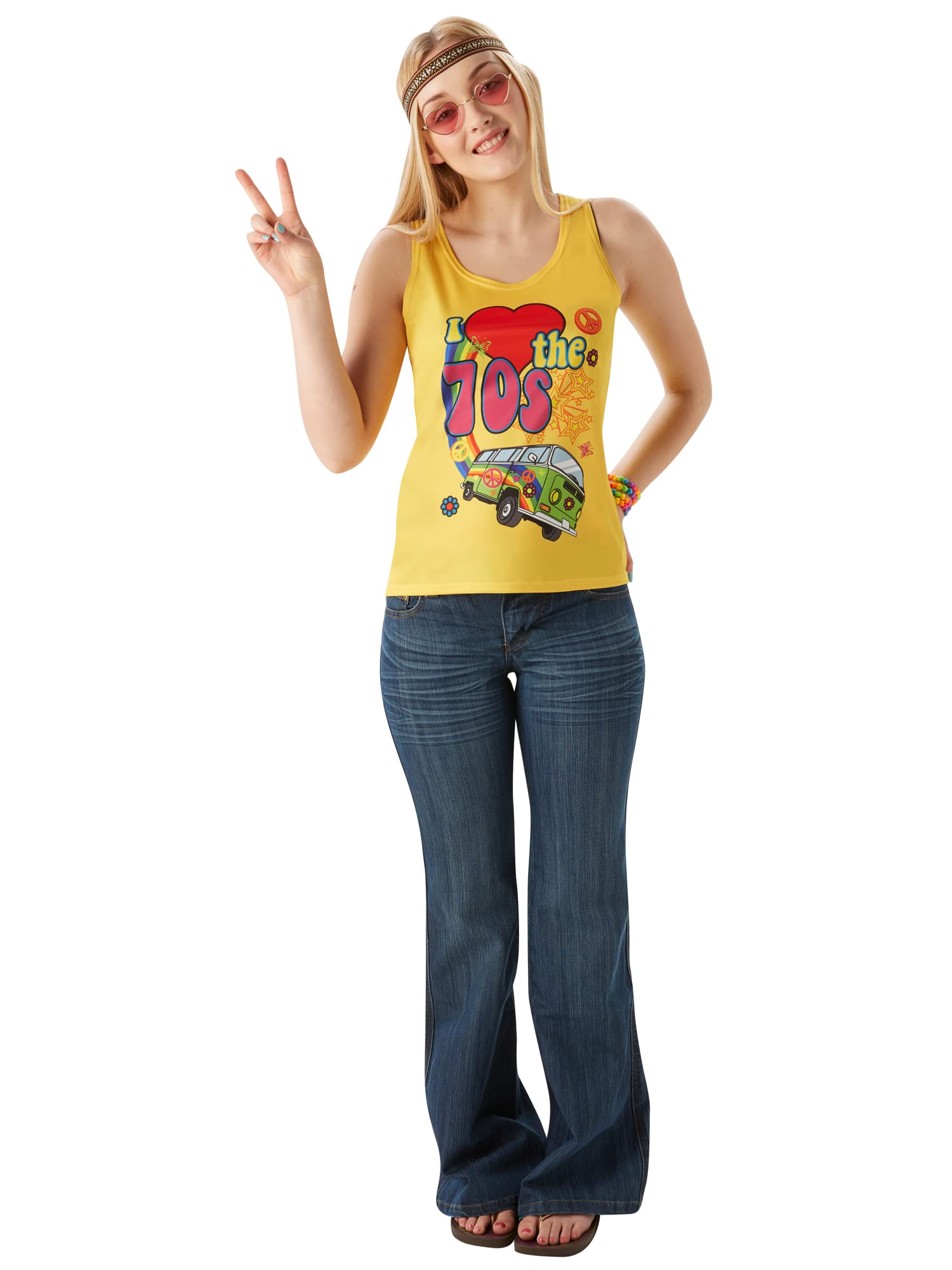 Rubies Official I Love The 70's Vest Top, Adult Costume - Large Halloween Halloween