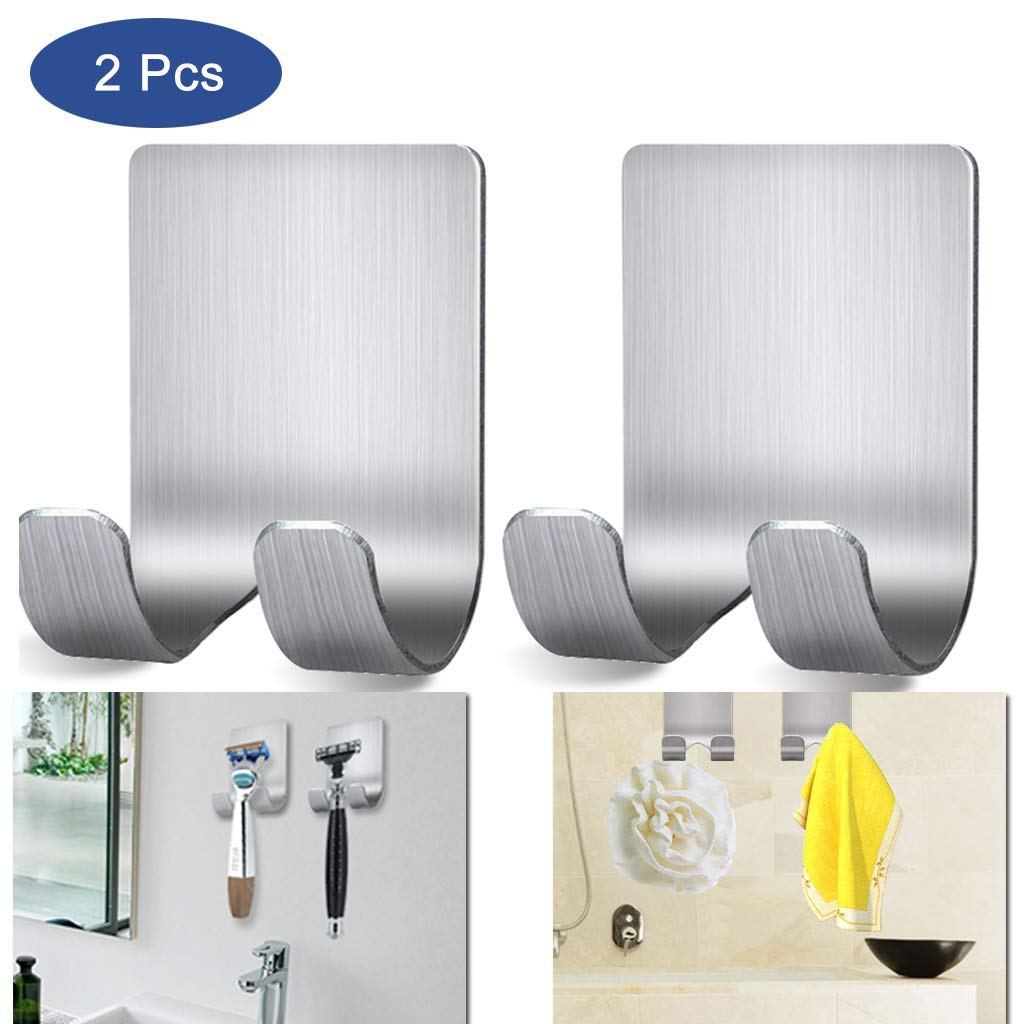Razor Holder Shaver Hook Hanger Stand, Multi Purpose Self Adhesive Storage Hook, 2 Pack Heavy Duty Razor Holder for Shower Shaving Razor, Keys, Kitchen Utensils, Towel (2-Pack)