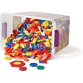 hand2mind Plastic Pattern Blocks for Kids, Shapes for Kindergarten, Montessori Toys, Geometric Shapes, Symmetry, Shape Recognition, Pattern Blocks for Classroom (Set of 1,250)