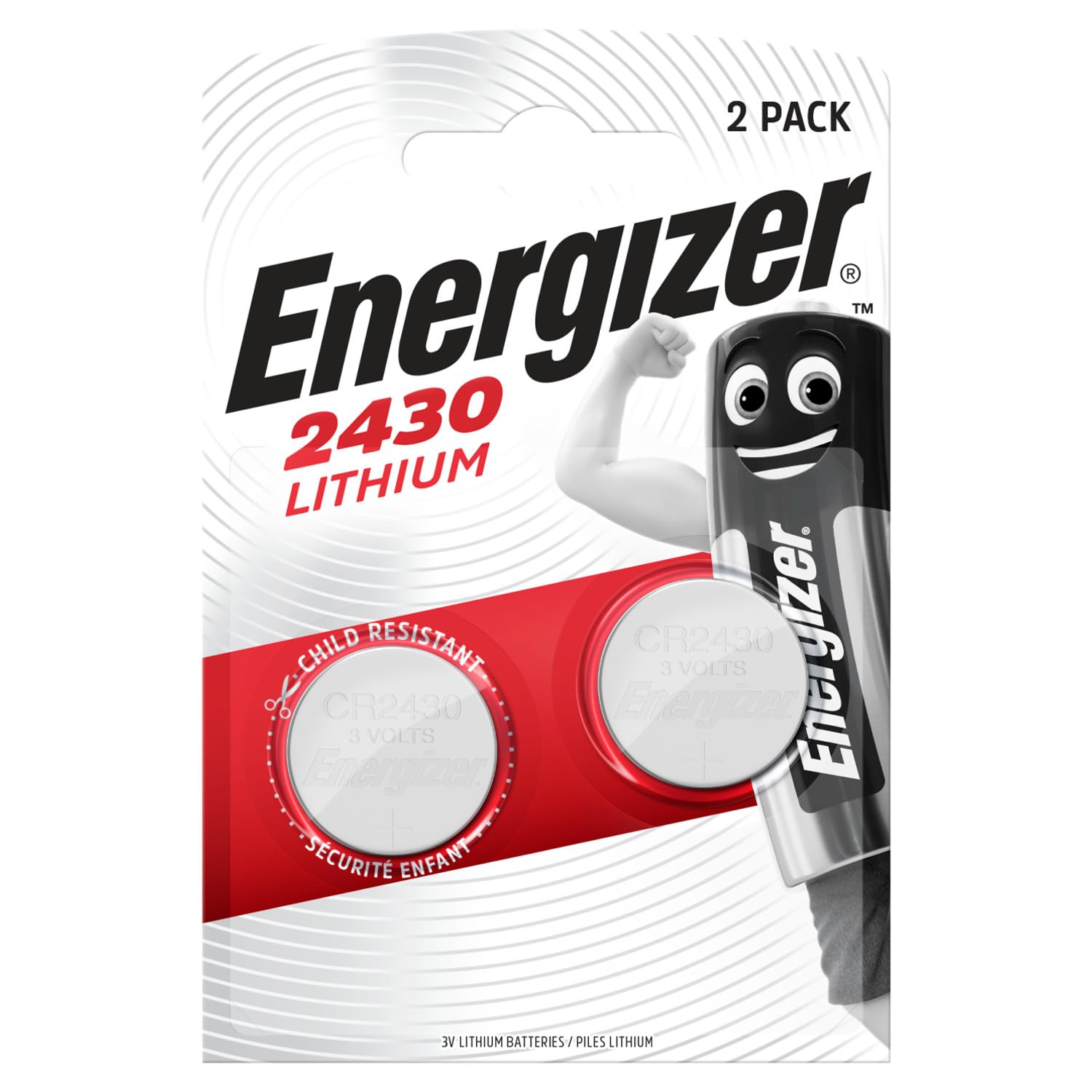 Energizer CR2430 Batteries (2 Pack) - 3V Lithium Coin Battery - Long Lasting Power - Volvo Car Key Fob, Remote Controls, Watches, Medical Devices, Calculators, Toys