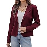 GRACE KARIN Women Sweater Blazer Casual Work Croppped Cardigan Lightweight Button Front Short Knit Blazer Jacket S-XXL