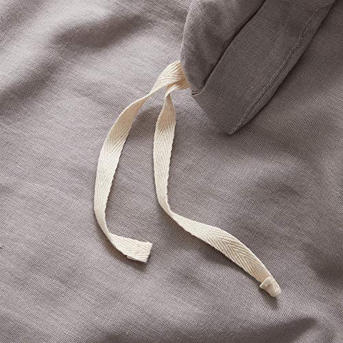 DAPU 55% French Linen 45% Cotton Duvet Cover with 2 Pillowcases, 3 Piece Ultra Soft Breathable Bedding Comforter Cover Sets with Button Closure(Gray/Linen Cotton, King)