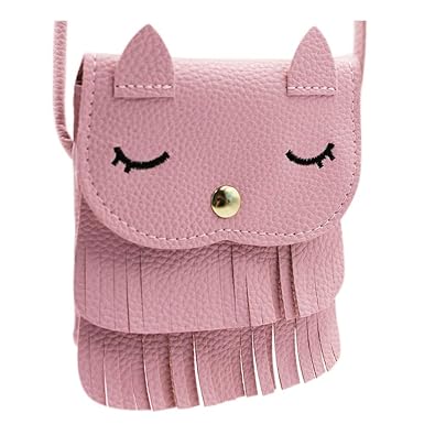 Bags us Bags us (5.15.9in) Fringe Cat Tassel Coin Purse Shoulder Bag Purse Crossbody Satchel handbags for Kids Girls