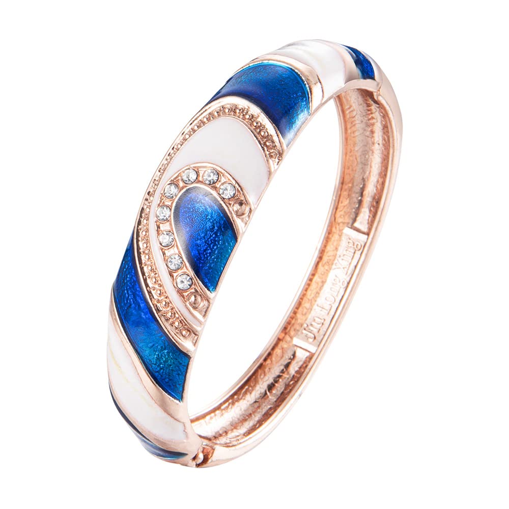 UJOY Enamel Wide Bangle Handmade Enamel Wide Bracelet Solid Color Light Blue Ankle Bracelets for Womens, Gold Charms for Bracelets UK Valenti-nes Day Bracelet for Women